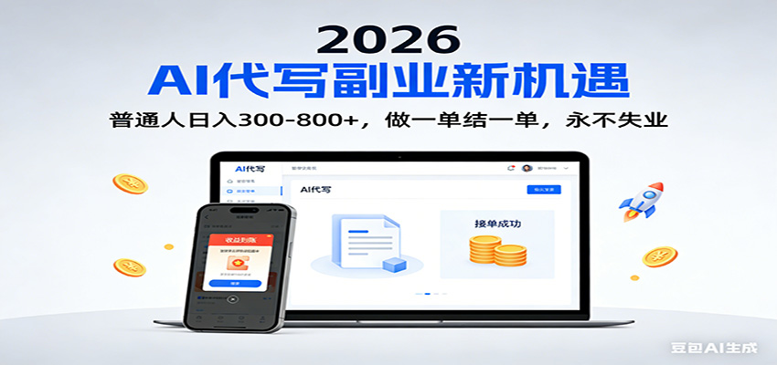 2026 副业首选！AI 代写日入 300-800，普通人0门槛，做一单结一单！-项目创薪