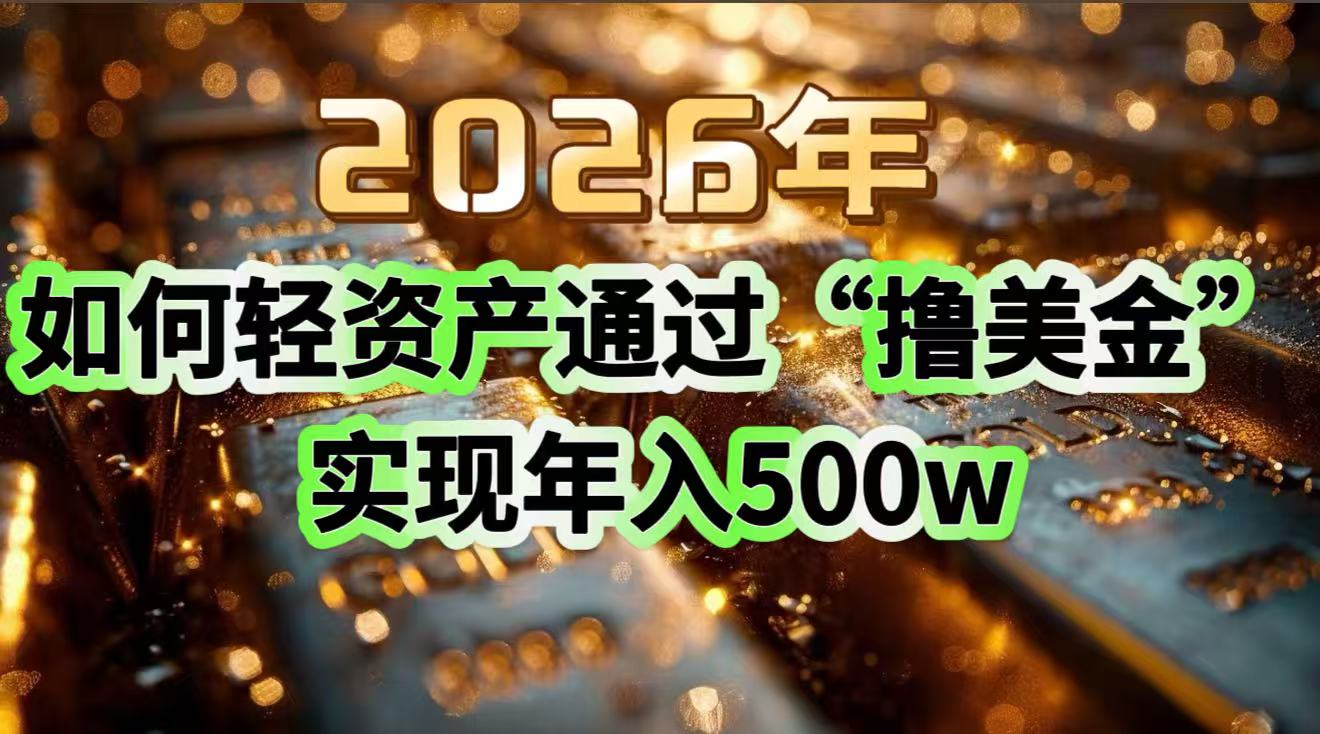 2026年如何轻资产通过“撸美金”实现年入500w-项目创薪