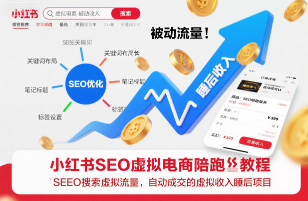 小红书SEO虚拟电商陪跑教程，实现seo搜索被动流量，自动成交的被动收入睡后项目-项目创薪
