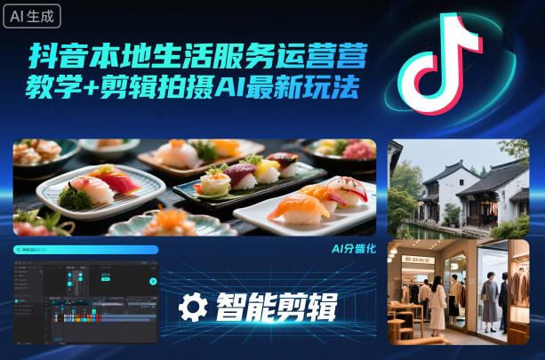 抖音本地生活服务运营教学+剪辑拍摄AI最新玩法-项目创薪