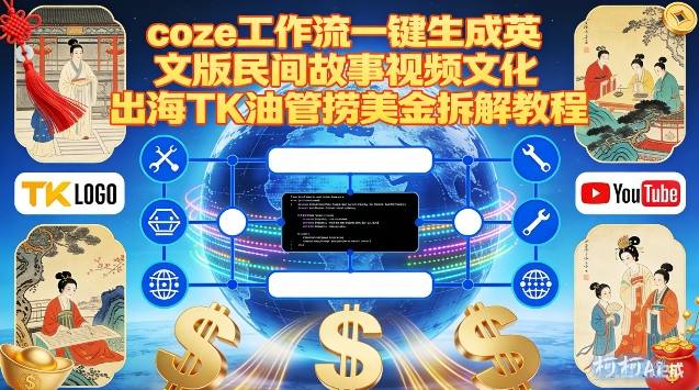 Coze扣子工作流一键生成英文版民间故事视频，文化出海TK油管捞美金拆解教程-项目创薪