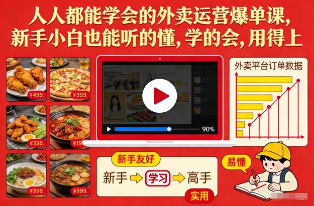 人人都能学会的外卖运营爆单课，新手小白也能听的懂，学的会，用得上-项目创薪