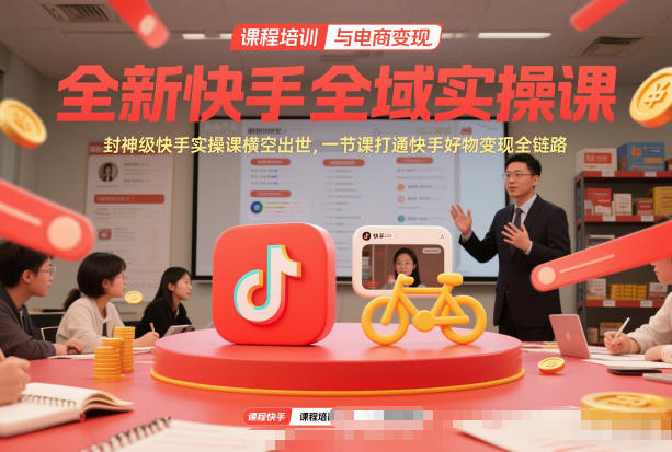 全新快手全域实操课，封神级快手实操课横空出世，一节课打通快手好物变现全链路-项目创薪