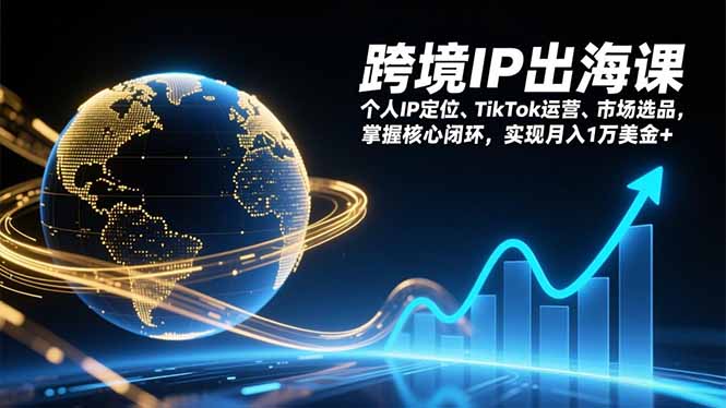 跨境IP出海课，个人IP定位、TikTok运营、市场选品，掌握核心闭环，实现月入1万美金+-项目创薪