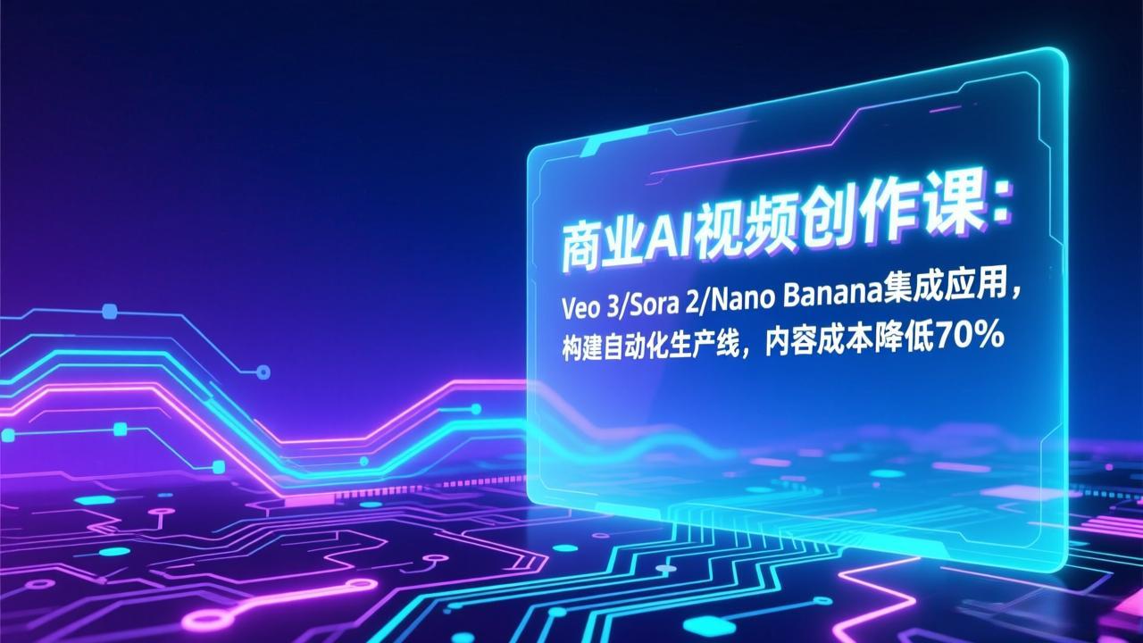 商业AI视频创作课：Veo 3/Sora 2/Nano Banana集成应用，构建自动化生产线，内容成本降低70%-项目创薪