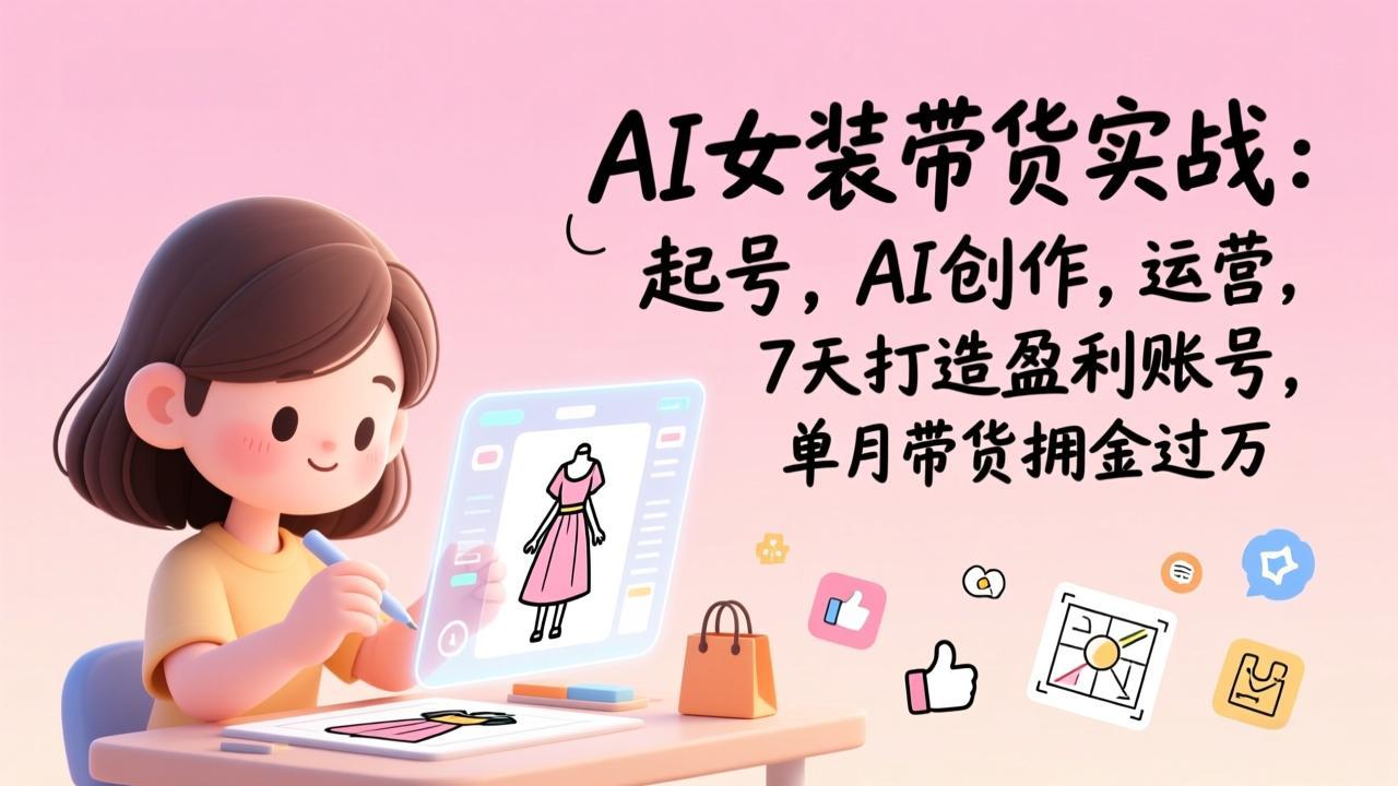 AI女装带货实战：起号，AI创作，运营，7天打造盈利账号，单月带货佣金过万-项目创薪