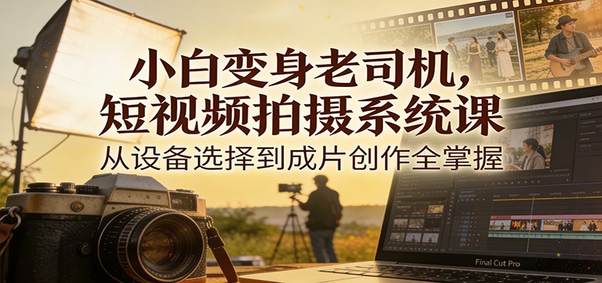 小白变身老司机，短视频拍摄系统课，从设备选择到成片创作全掌握-项目创薪