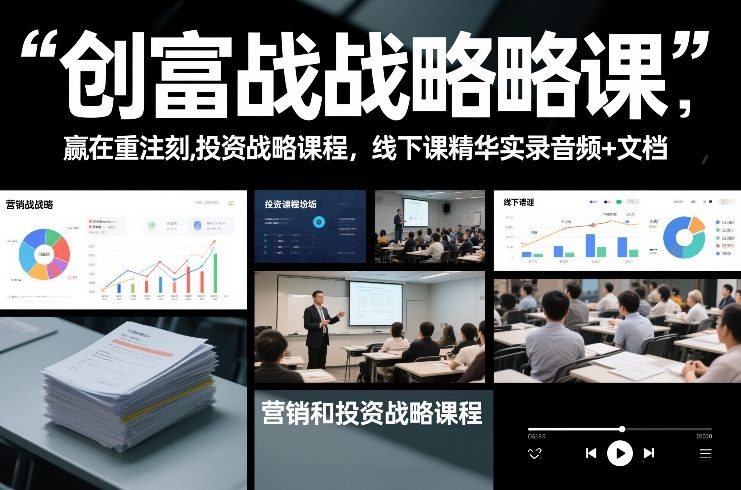 创富战略课，赢在重注时刻，营销和投资战略课程，线下课精华实录音频+文档-项目创薪