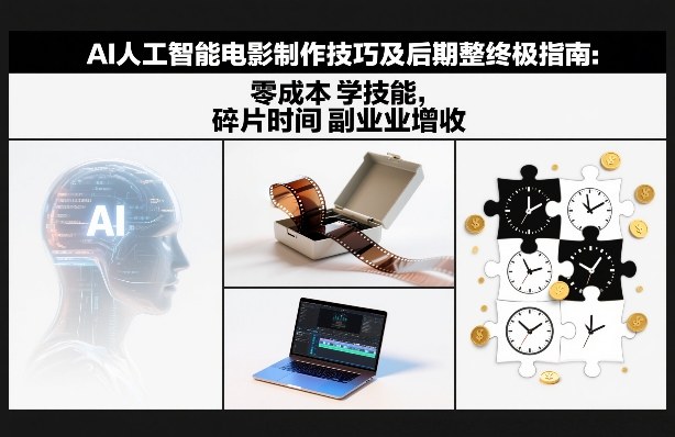 AI人工智能电影制作技巧及后期完整终极指南：零成本学技能，碎片时间副业增收-项目创薪