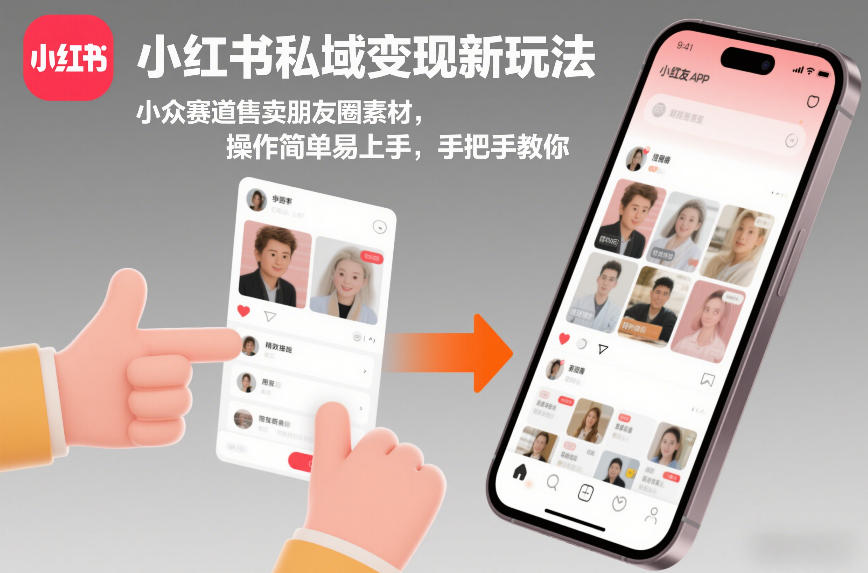 小红书私域变现新玩法，小众赛道售卖朋友圈素材，操作简单易上手，手把手教你-项目创薪