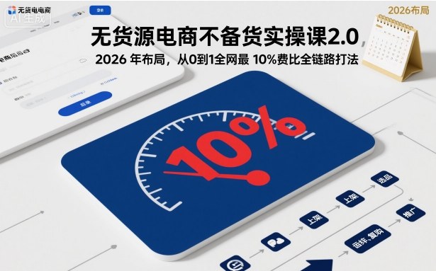 无货源电商不备货实操课2.0，2026年布局，从0到1全网最低10%费比全链路打法【更新】-项目创薪