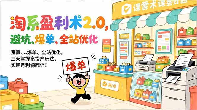 淘系盈利术2.0，避坑、爆单、全站优化，三天掌握高投产玩法，实现月利润翻倍！-项目创薪