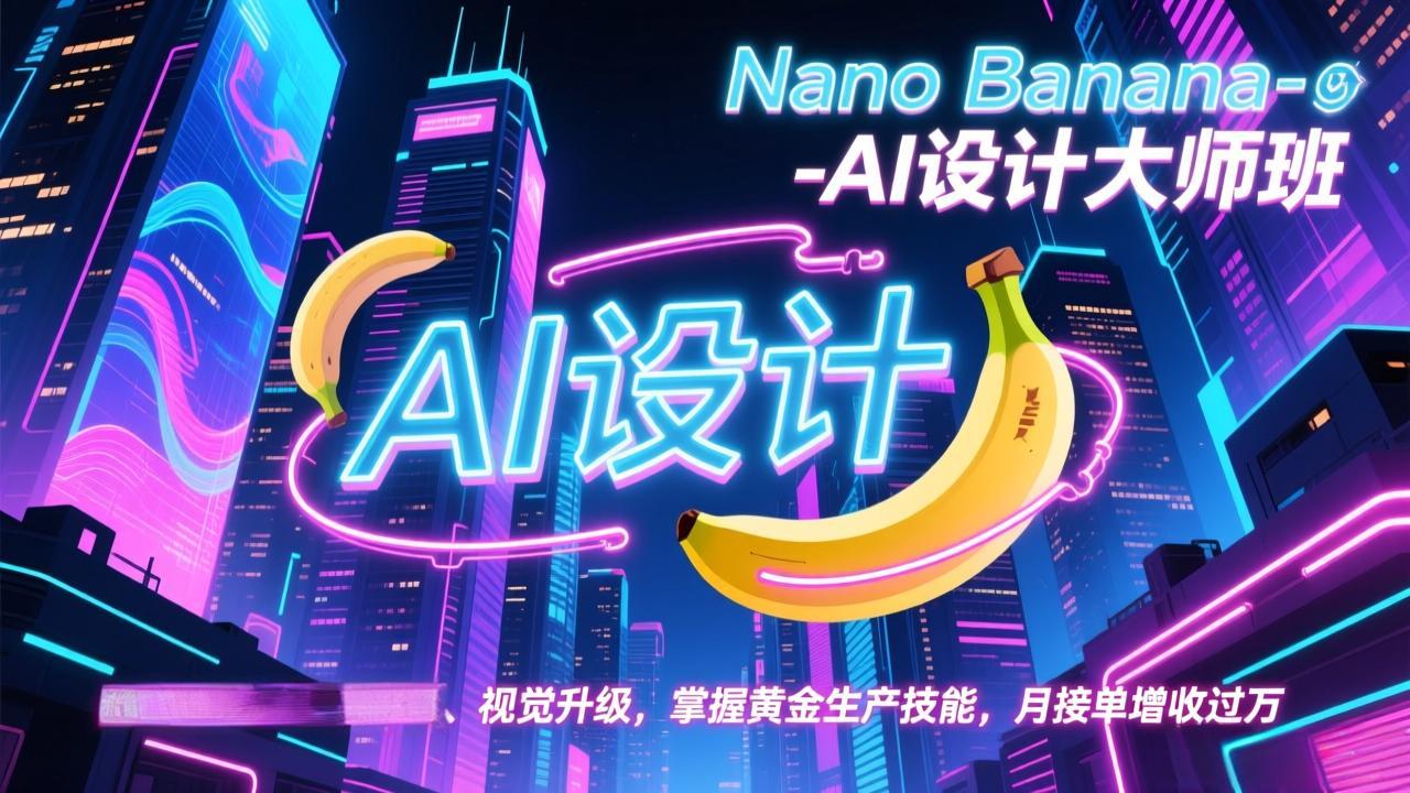 Nano Banana-AI设计大师班，修图合成、广告创作、视觉升级，掌握黄金生产技能，月接单增收过万-项目创薪