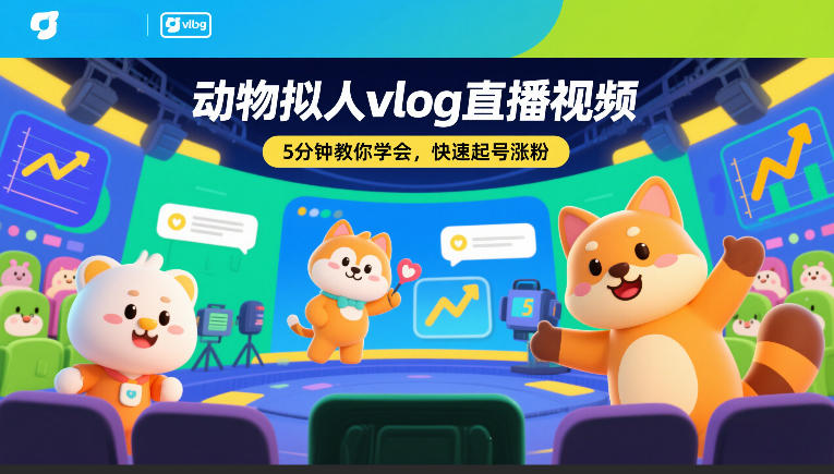 动物拟人vlog直播视频，5分钟教你学会，快速起号涨粉-项目创薪