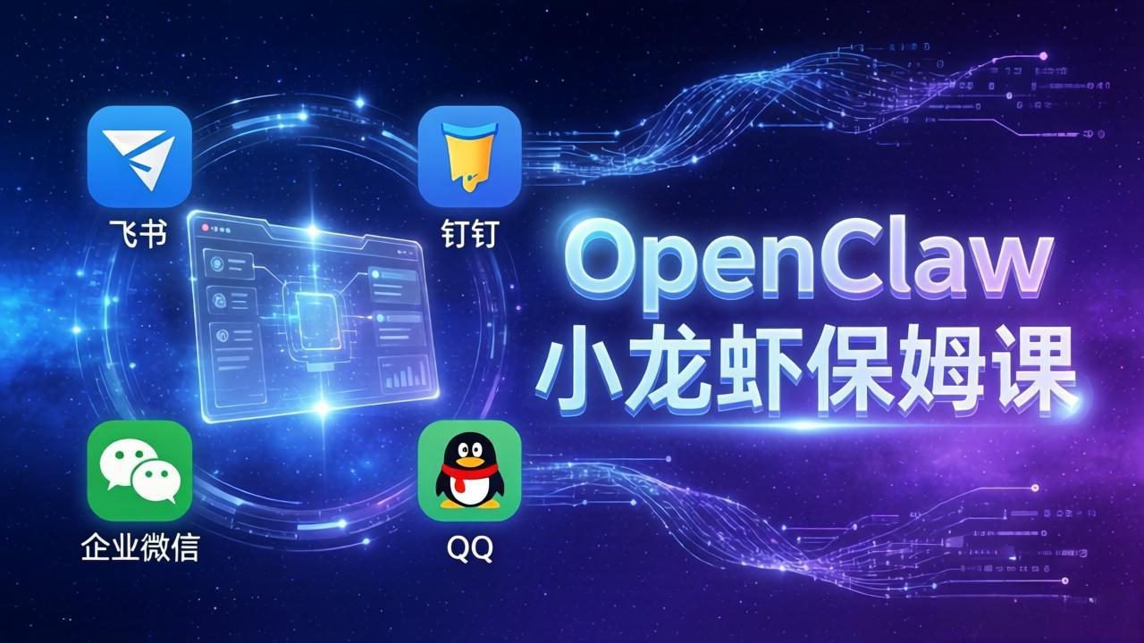 OpenClaw小龙虾保姆课： Windows/macOS/Linux/Docker全系统安装，飞书+钉钉+企业微信+QQ 全接入-项目创薪