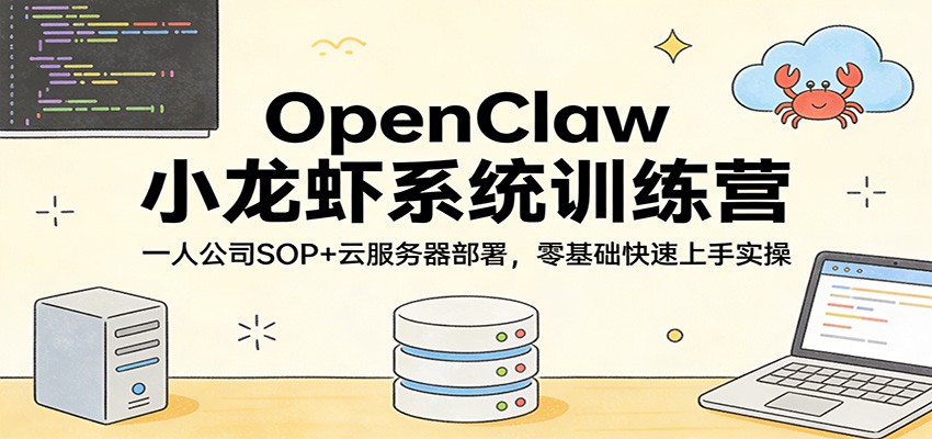 OpenClaw小龙虾系统训练营：一人公司SOP，云服务器部署，零基础快速上手实操-项目创薪