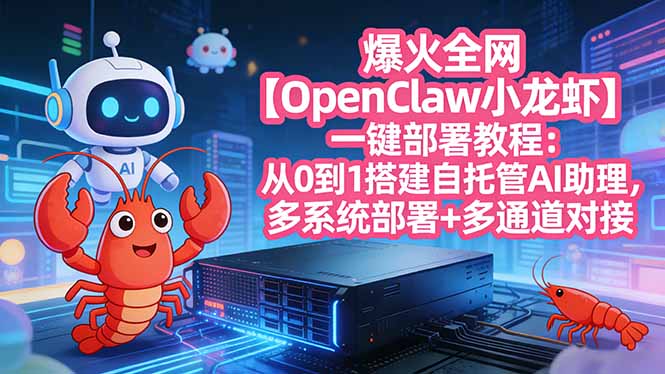 爆火全网【OpenClaw 小龙虾】一键部署教程：从0到1搭建自托管AI助理，多系统部署+多通道对接-项目创薪