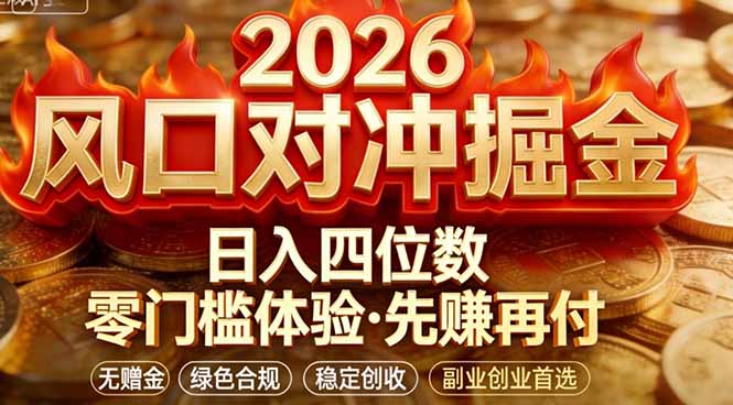 2026美金对冲套利，无赠金对冲策略保驾护航，低门槛易上手实操。单人单日收益2000+-项目创薪