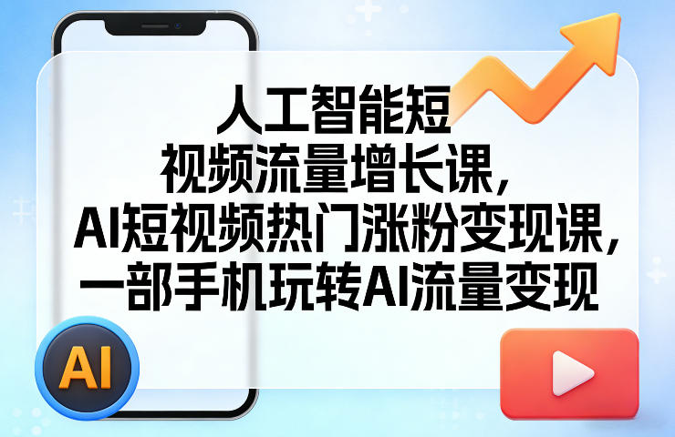 人工智能短视频流量增长课，AI短视频热门涨粉变现课，一部手机玩转AI流量变现-项目创薪