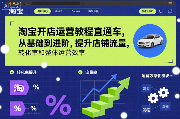 淘宝开店运营教程直通车，从基础到进阶，提升店铺流量，转化率和整体运营效率(更新26年3月)-项目创薪
