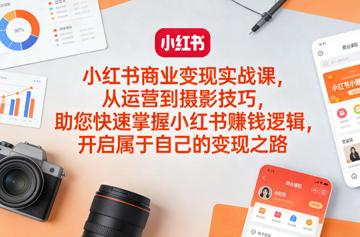 小红书商业变现实战课，从运营到摄影技巧，助您快速掌握小红书賺钱逻辑，开启属于自己的变现之路-项目创薪