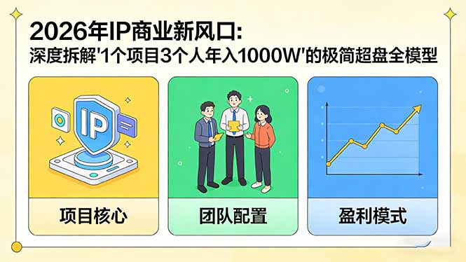2026年IP商业新风口：深度拆解“1个项目3个人年入1000W”的极简超盘全模型-项目创薪