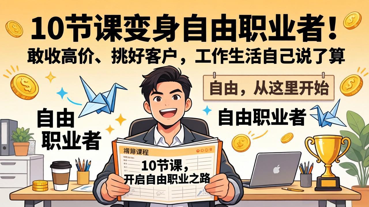 10 节课变身自由职业者！敢收高价、挑好客户，工作生活自己说了算-项目创薪