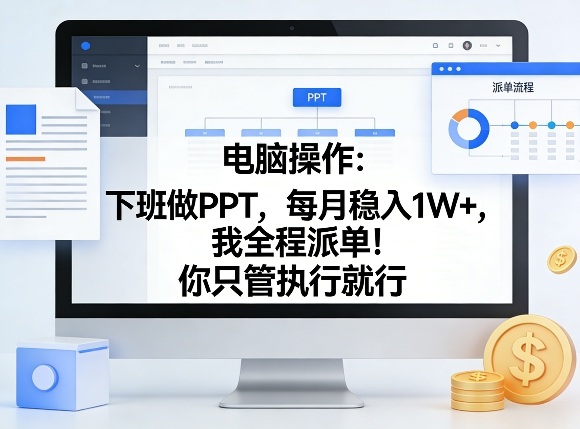 电脑操作：下班做PPT，每月稳入1W+，我全程派单！你只管执行就行【揭秘】-项目创薪