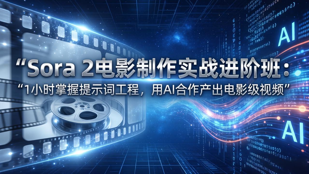 Sora 2电影制作实战进阶班：1小时掌握提示词工程，用AI合作产出电影级视频-项目创薪