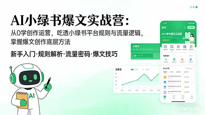 AI 小绿书爆文实战营：从0学创作运营，吃透小绿书平台规则与流量逻辑，掌握爆文创作底层方法-项目创薪