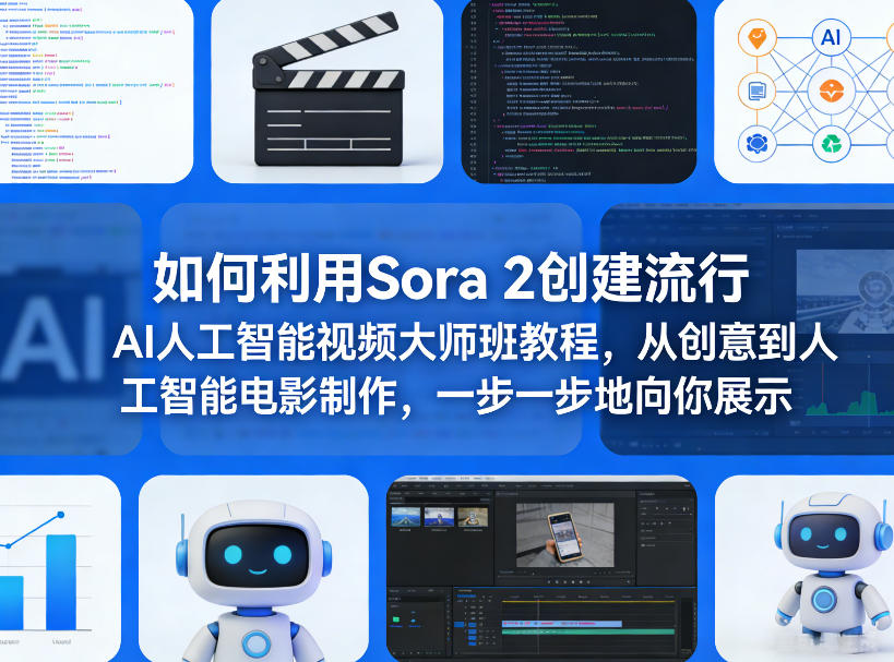 如何利用Sora 2创建流行AI人工智能视频大师班教程，从创意到人工智能电影制作，一步一步地向你展示-项目创薪