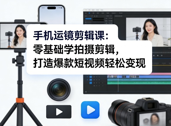 手机运镜剪辑课：零基础学拍摄剪辑，打造爆款短视频轻松变现-项目创薪