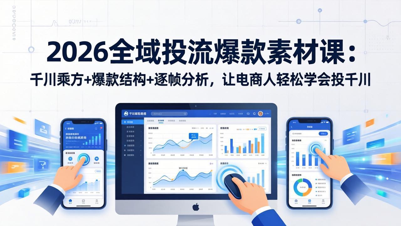 2026全域投流爆款素材课：千川乘方+爆款结构+逐帧分析，让电商人轻松学会投千川-项目创薪