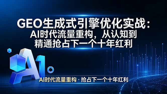 GEO 生成式引擎优化实战：AI时代流量重构，从认知到精通抢占下一个十年红利-项目创薪
