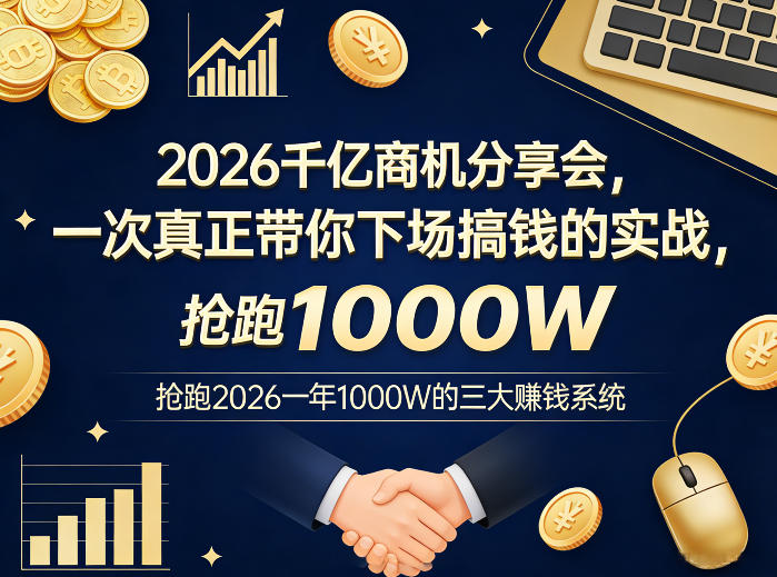 2026千亿商机分享会，一次真正带你下场搞钱的实战，抢跑2026一年1000W的三大賺钱系统-项目创薪