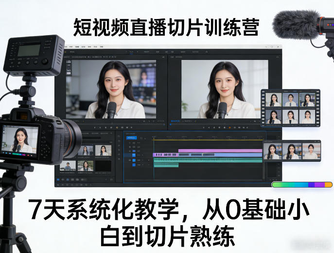 短视频直播切片训练营，7天系统化教学，从0基础小白到切片熟练-项目创薪