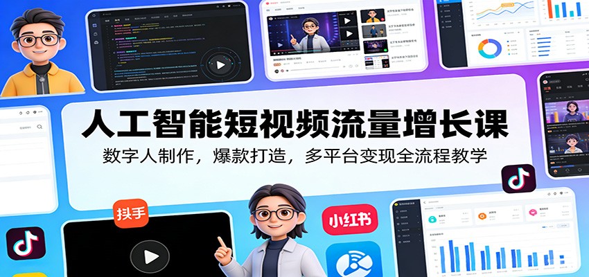 人工智能短视频流量增长课：数字人制作，爆款打造，多平台变现全流程教学-项目创薪