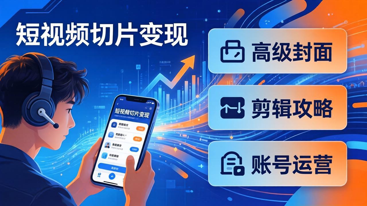 短视频切片变现速成班2.0：高级封面+剪辑攻略+账号运营，0基础小白快速入局副业-项目创薪