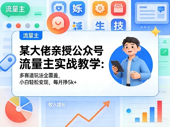 某大佬亲授公众号流量主实战教学：多赛道玩法全覆盖，小白轻松变现，每月多挣5k+-项目创薪