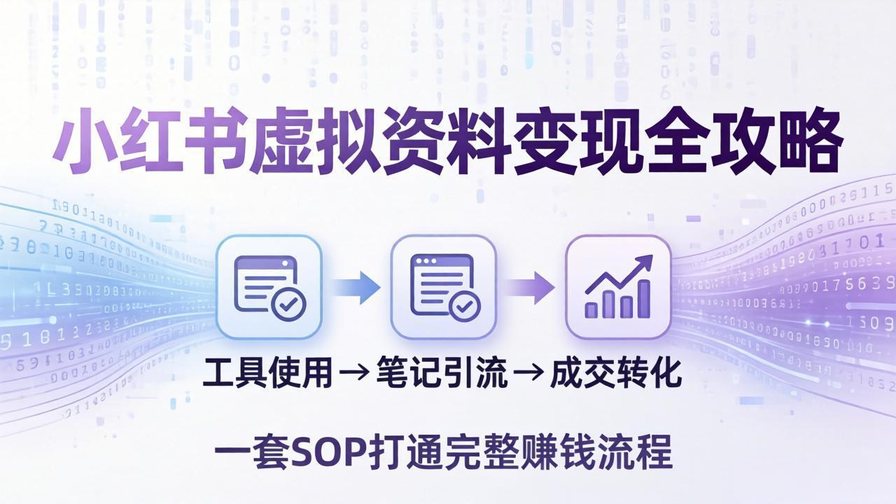 小红书虚拟资料变现全攻略：从工具使用到笔记引流成交，一套 SOP 打通完整赚钱流程-项目创薪